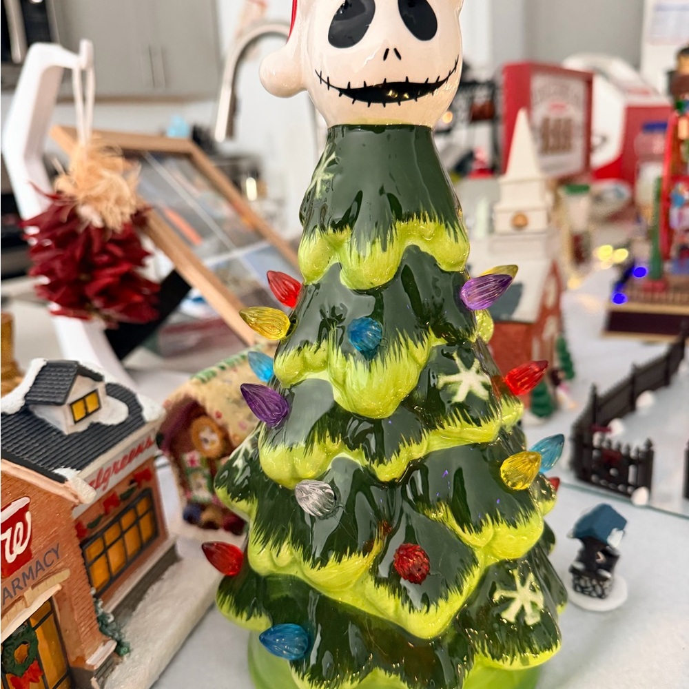 Festive Green Christmas Tree Figurine